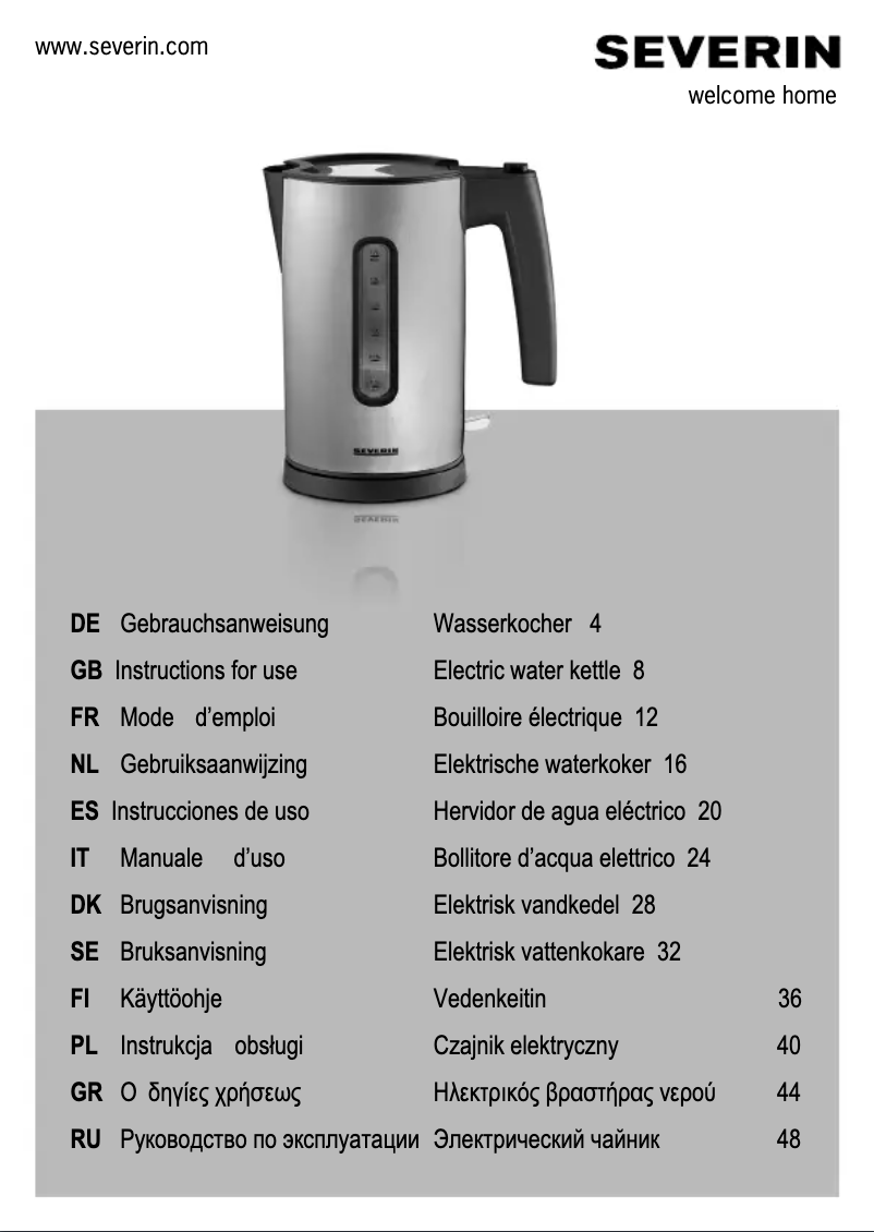 Page 1 de la notice Manuel utilisateur Severin WK 3304