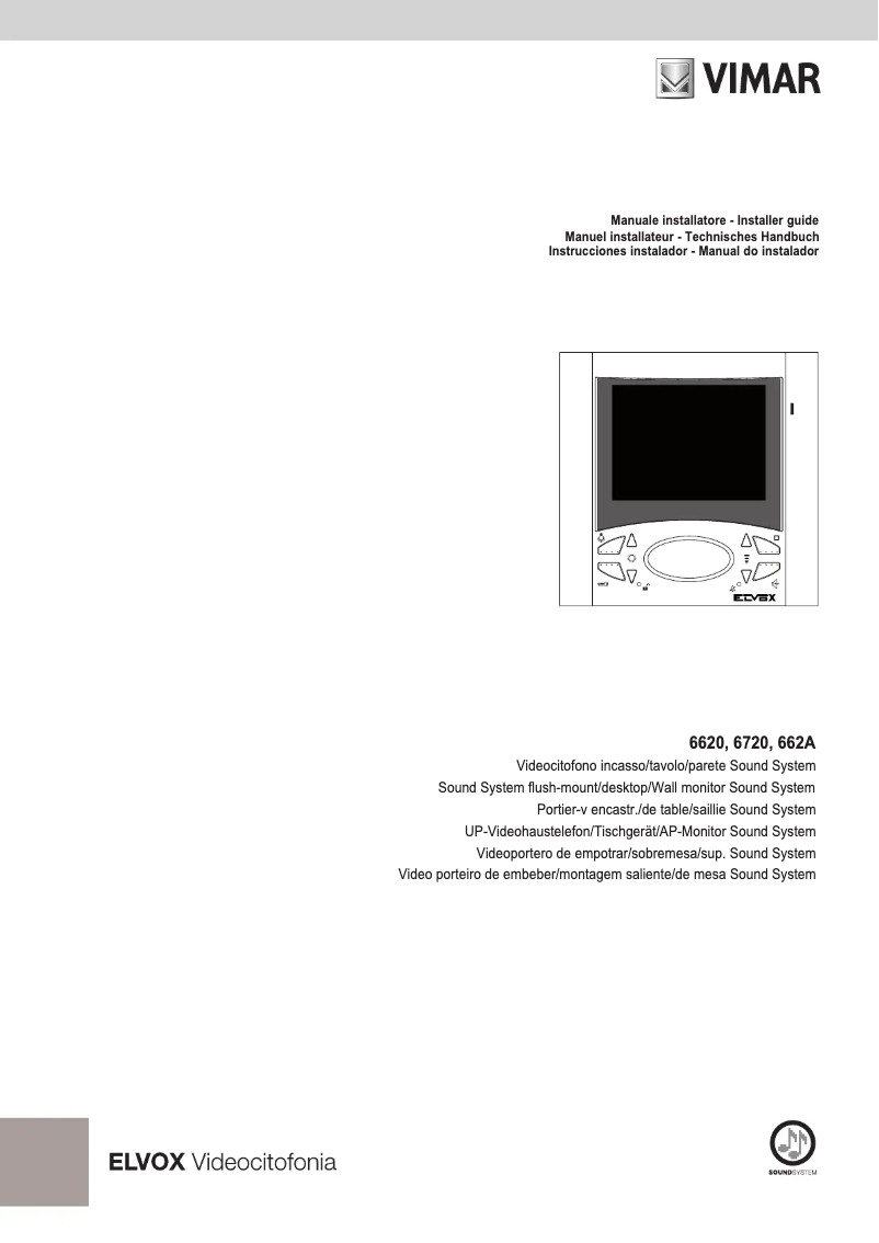 Page 1 de la notice Manuel utilisateur Vimar ELVOX 662A