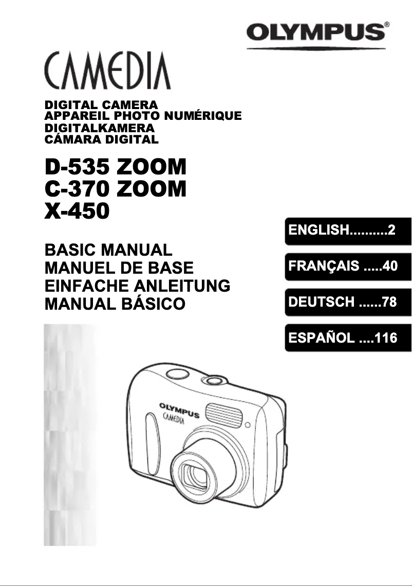 Page n°1 - Manuel utilisateur Olympus Camedia D-535 Zoom