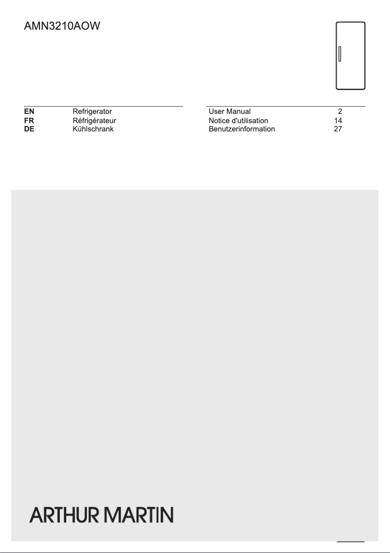 Page 1 de la notice Manuel utilisateur Arthur Martin AMN3210