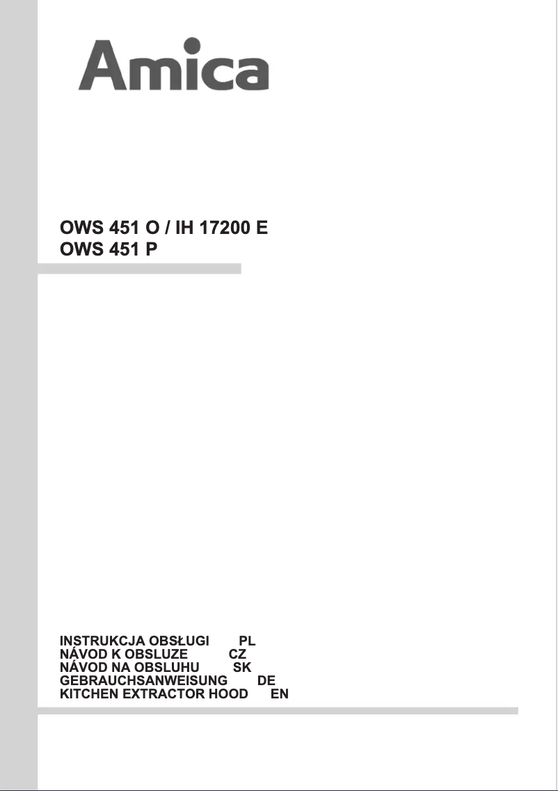 Page 1 de la notice Manuel utilisateur Amica IH 17200 E