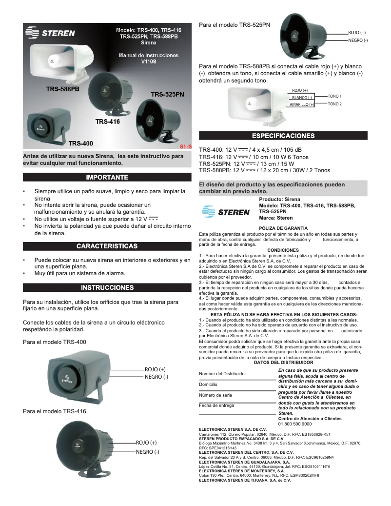 Image de la première page du manuel de l'appareil TRS-525PN