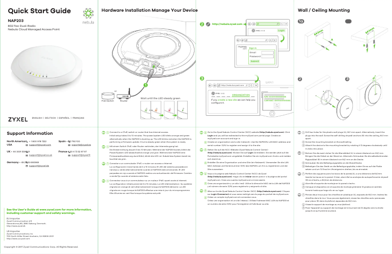 Page n°1 - Guide de démarrage rapide ZyXEL Cloud Managed Access Point