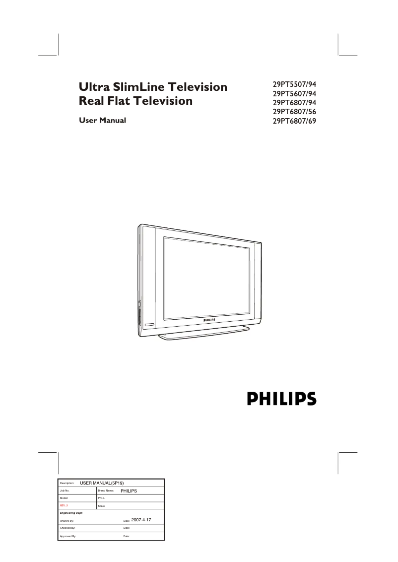 Page 1 de la notice Manuel utilisateur Philips 29PT6807