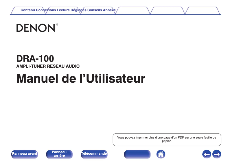 Page n°1 - Manuel utilisateur Denon DRA-100