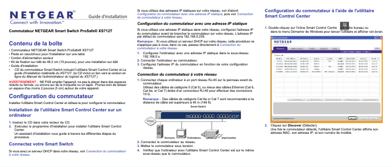 Page n°1 - Guide d'installation Netgear XS712T