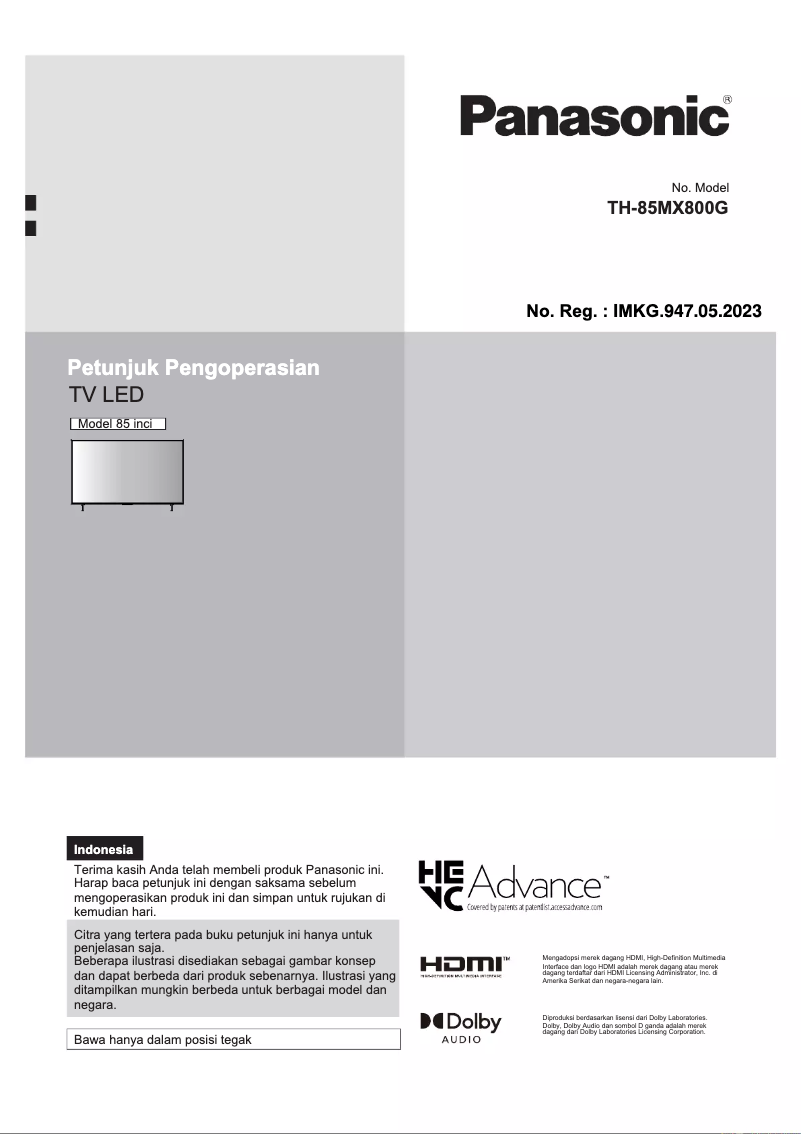Página 1 del manual Manual de usuario Panasonic TH-85MX800G