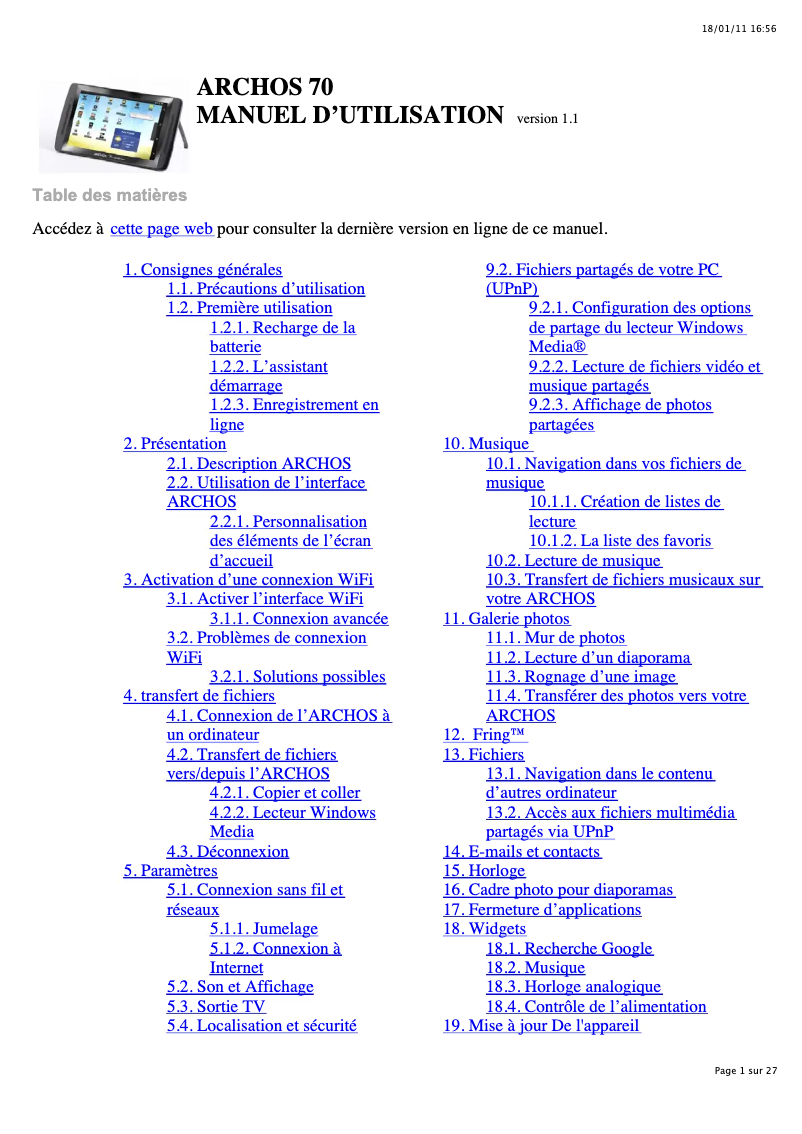 Image de la première page du manuel de l'appareil 70 Cobalt