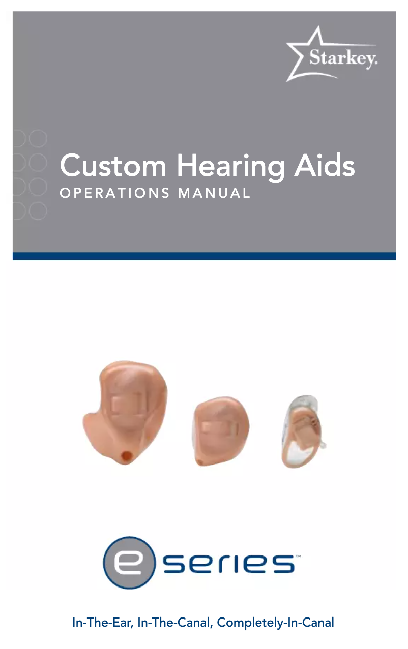 Image de la première page du manuel de l'appareil E Series CIC