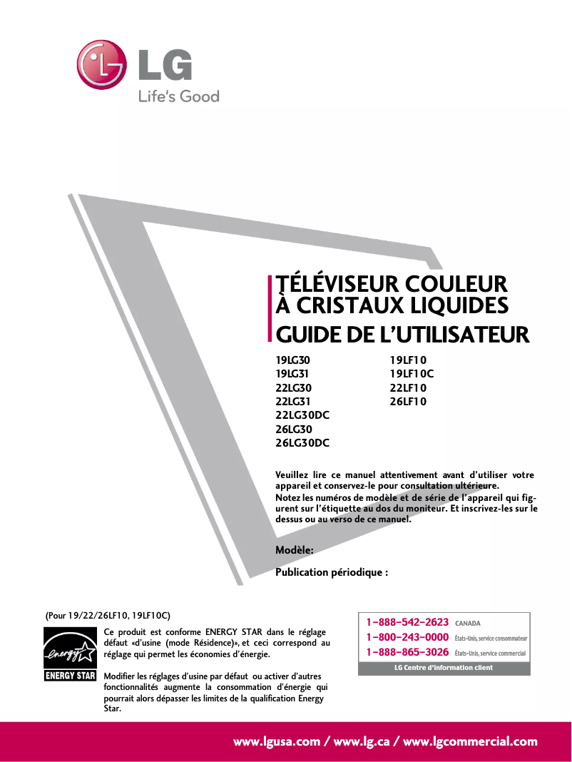 Page n°1 - Manuel utilisateur LG 26LF10