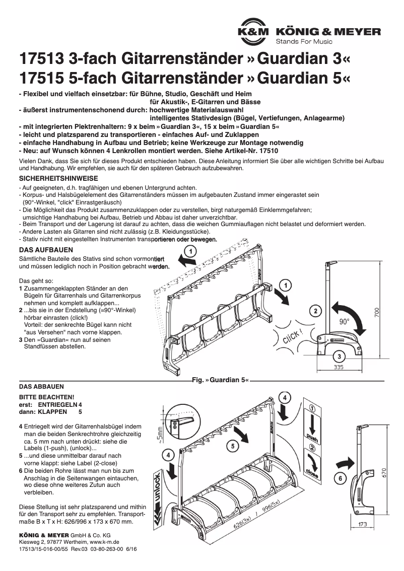 Page 1 de la notice Manuel utilisateur Konig & Meyer Guardian 5