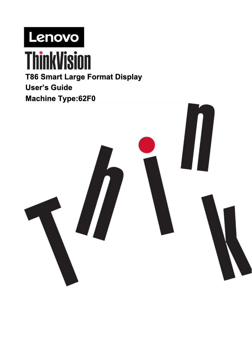 Page n°1 - Manuel utilisateur Lenovo ThinkVision T86