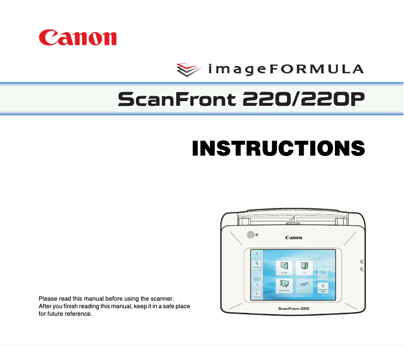 Image de la première page du manuel de l'appareil imageFORMULA 220