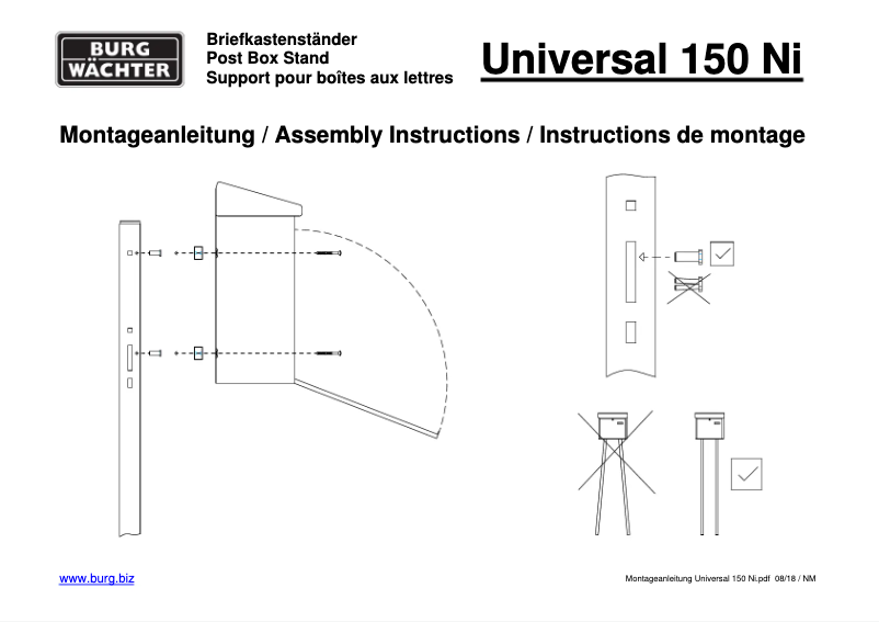 Page n°1 - Manuel utilisateur Burg Wächter Malmö 889