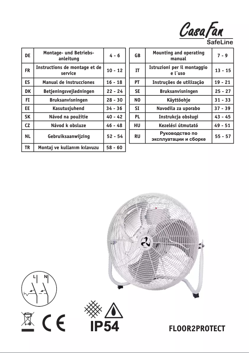 Page n°1 - Manuel utilisateur CasaFan FLOOR2PROTECT