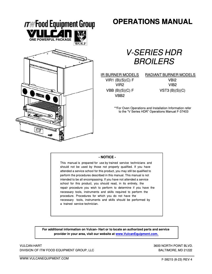 Page 1 de la notice Manuel utilisateur Vulcan VBB1SF