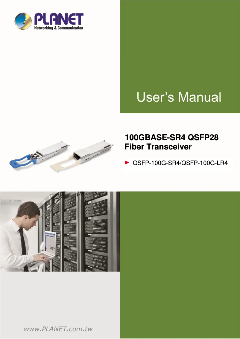 Page 1 de la notice Manuel utilisateur Planet QSFP-100G-LR4
