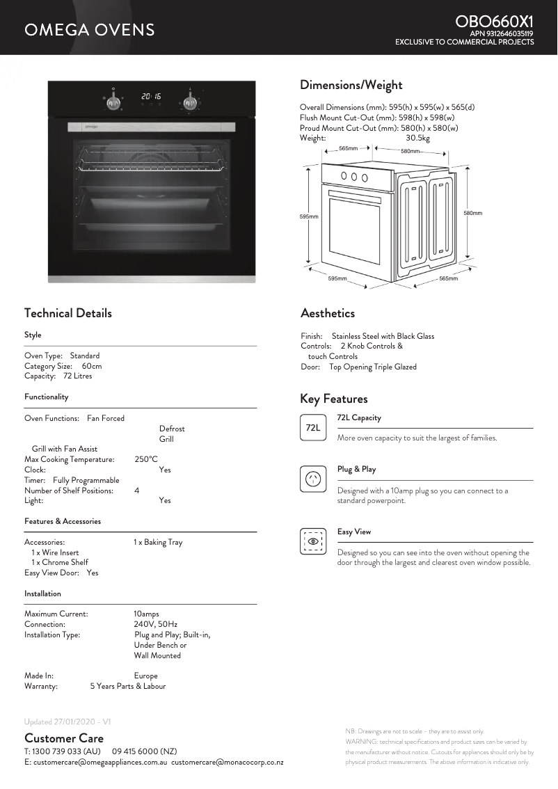 Page n°1 - Fiche technique Omega OBO660X1
