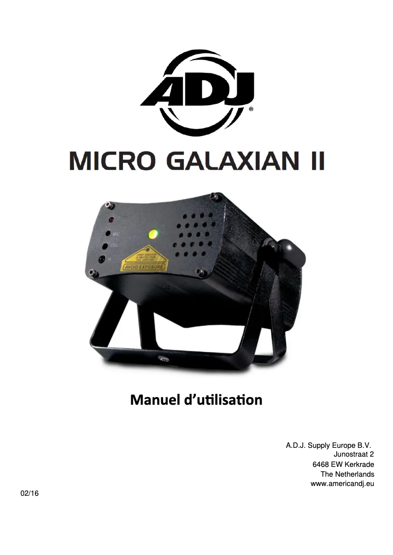 Image de la première page du manuel de l'appareil Micro Galaxian II