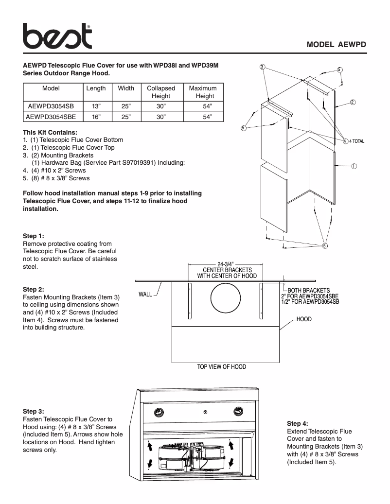 Page n°1 - Manuel utilisateur Best AEWPD3054SBE