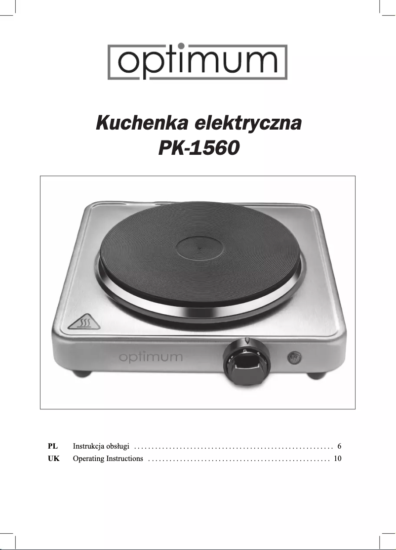 Page 1 de la notice Manuel utilisateur Optimum PK-1560