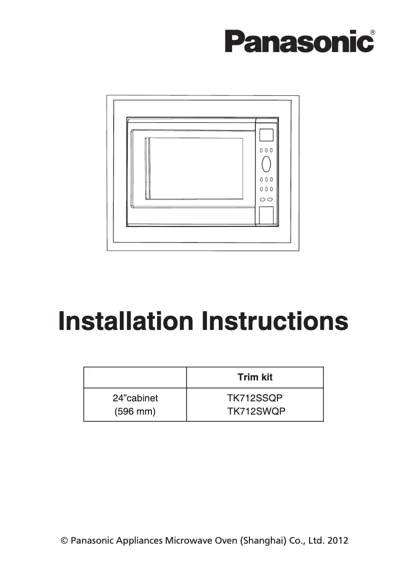 Page 1 de la notice Guide d'installation Panasonic Inverter NN-ST785S