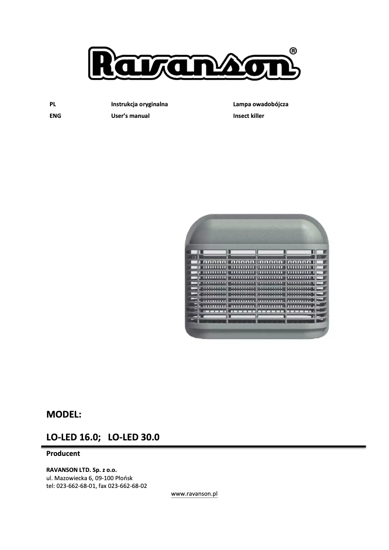 Page 1 de la notice Manuel utilisateur Ravanson LO-LED 16.0