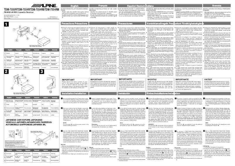 Page n°1 - Manuel utilisateur Alpine TDM-7554