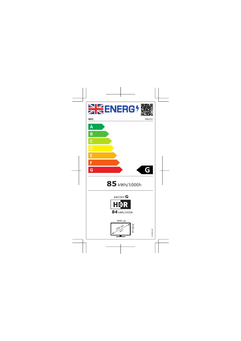 Page n°1 - Label énergétique NEC MultiSync MA431