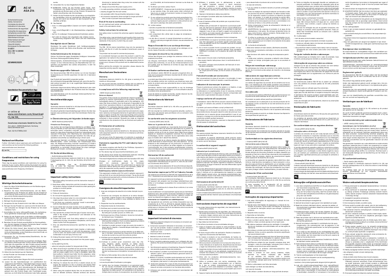 Page 1 de la notice Instructions de sécurité Sennheiser AC 41