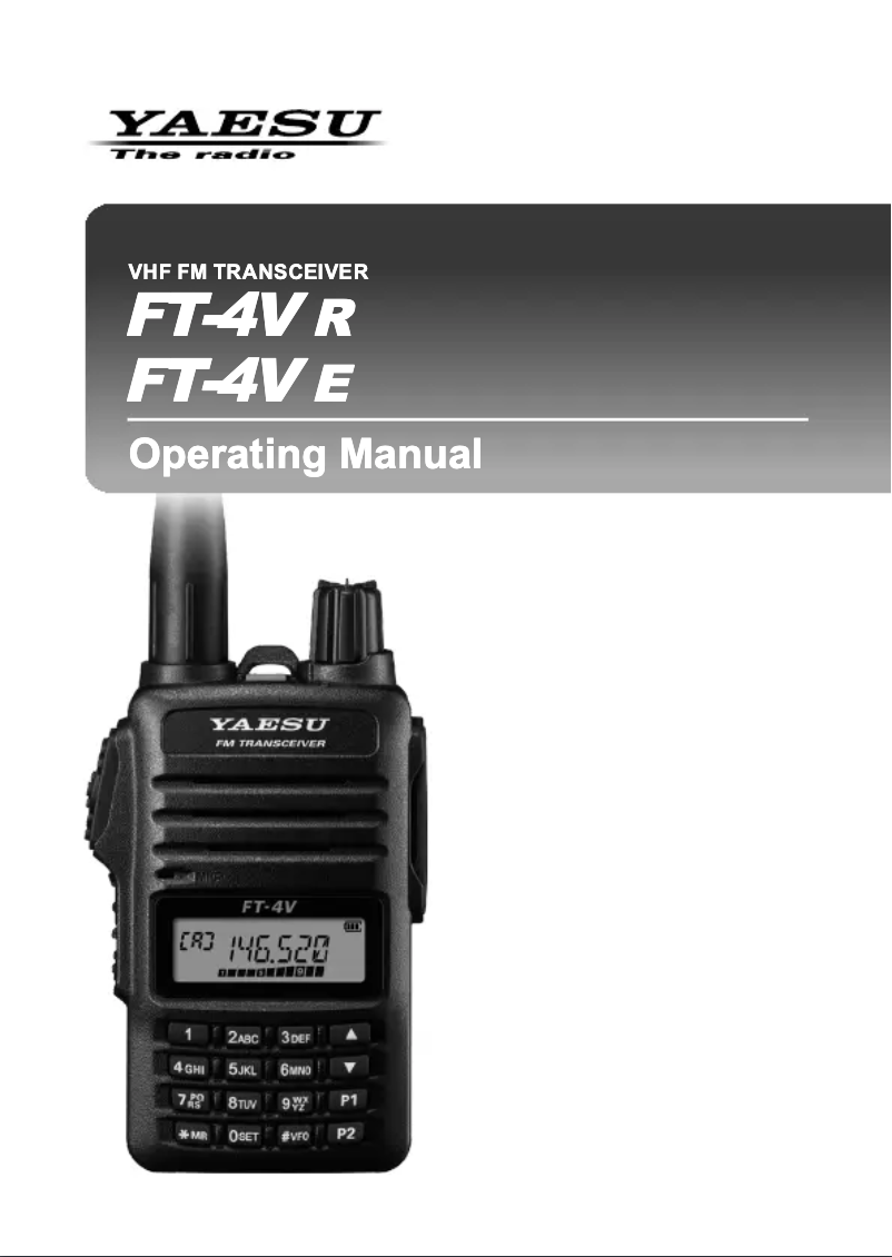 Page 1 de la notice Manuel utilisateur Yaesu FT-4VR