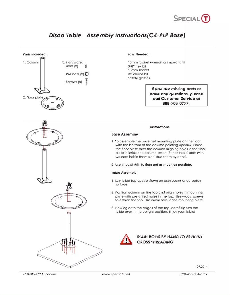 Page 1 de la notice Manuel utilisateur Special-T Disco DISC-3030