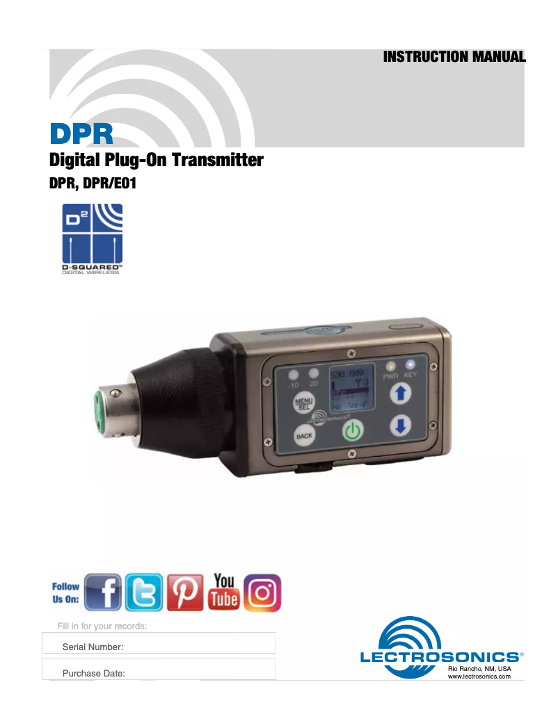 Image de la première page du manuel de l'appareil DPR