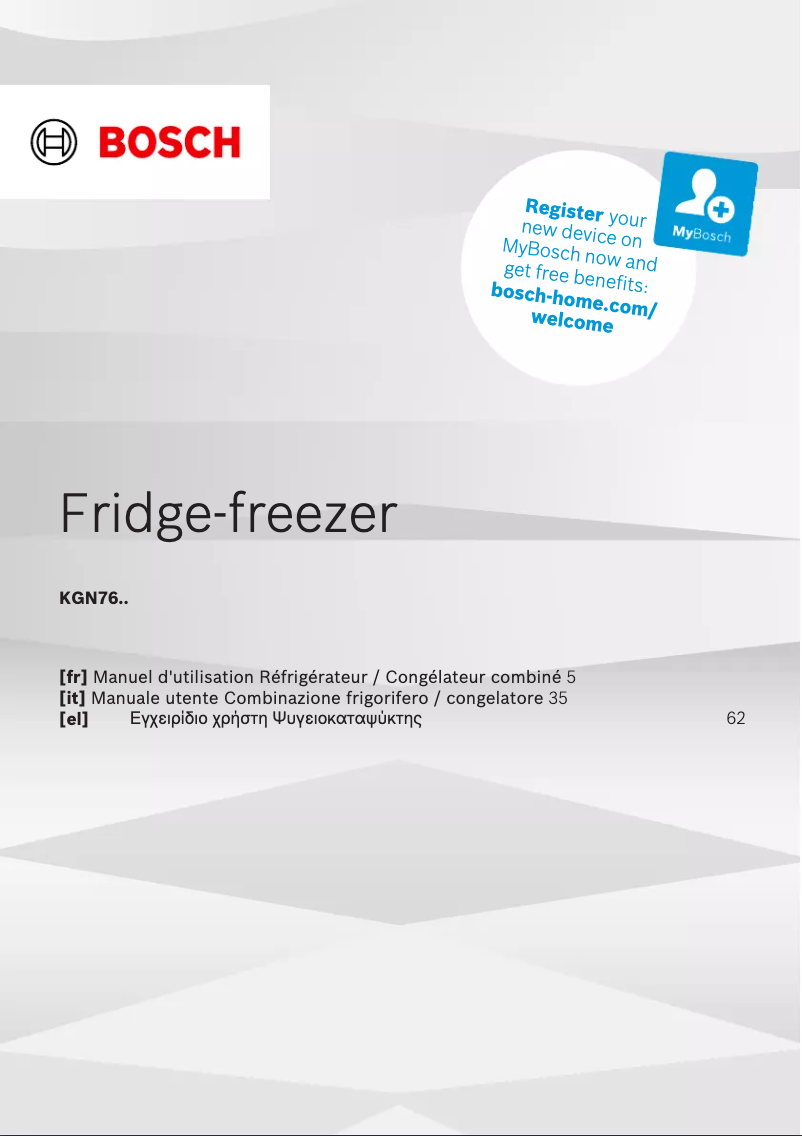 Página 1 del manual Manual de usuario Bosch KGN76XIEP