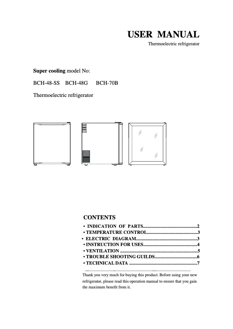 Image de la première page du manuel de l'appareil BCH-70B