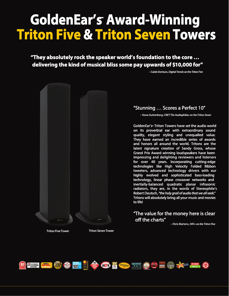 Page 1 de la notice Brochure GoldenEar Triton Five