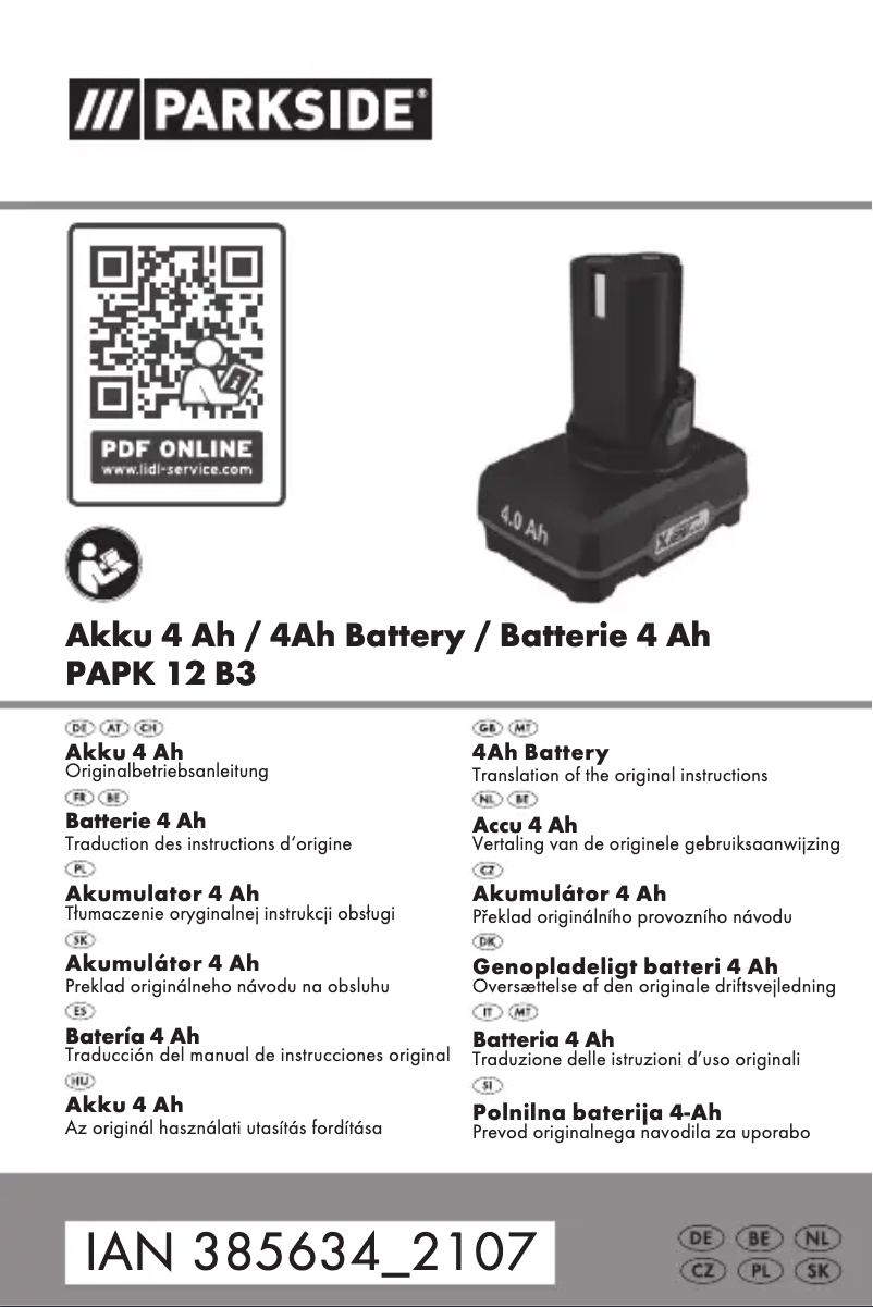 Page 1 de la notice Manuel utilisateur Parkside PAPK 12 B3