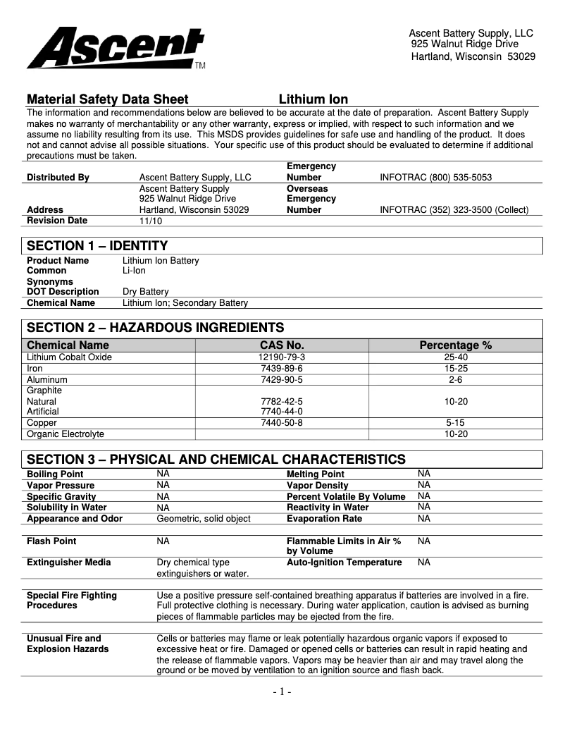 Page 1 de la notice Fiche technique Klein Tools ET510