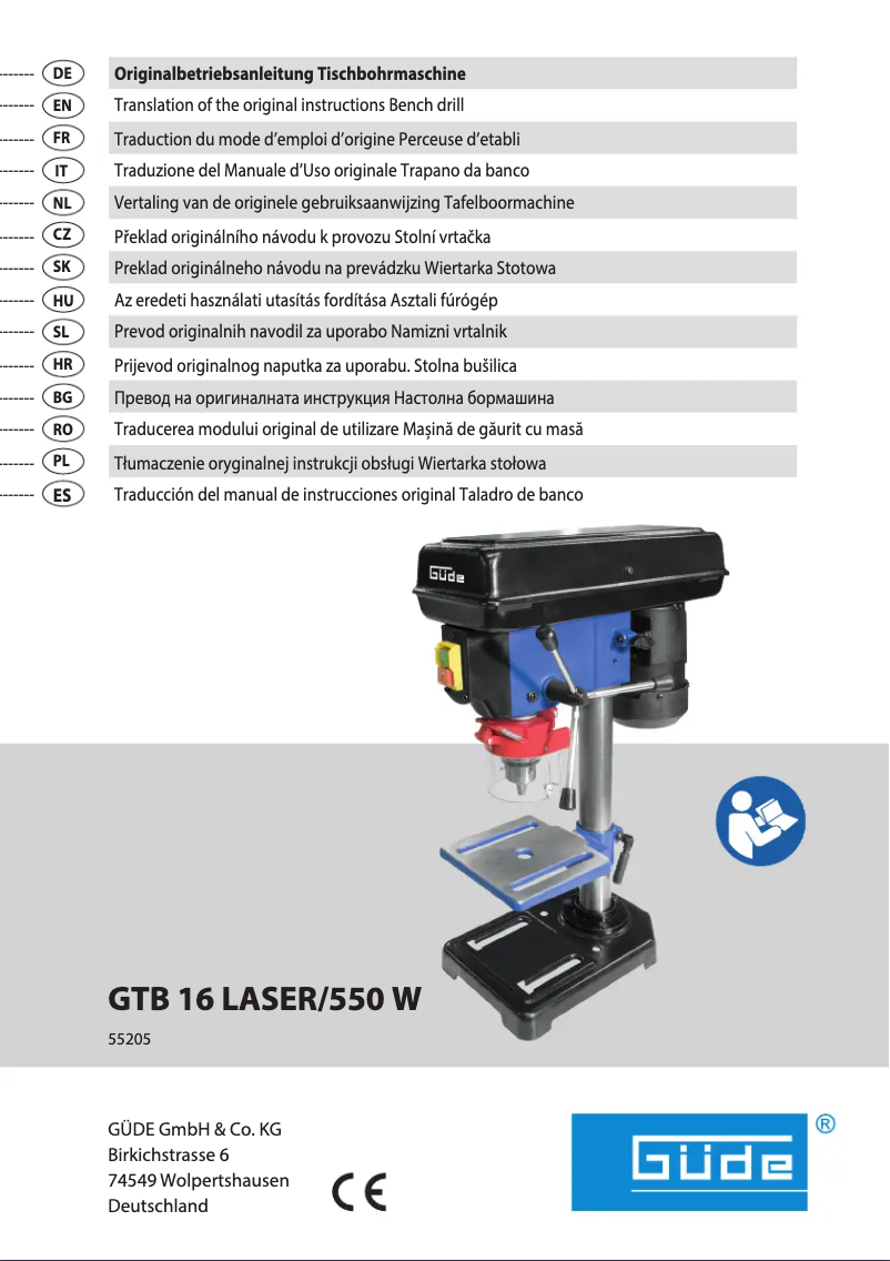 Page n°1 - Manuel utilisateur Güde GTB 16 LASER/550W