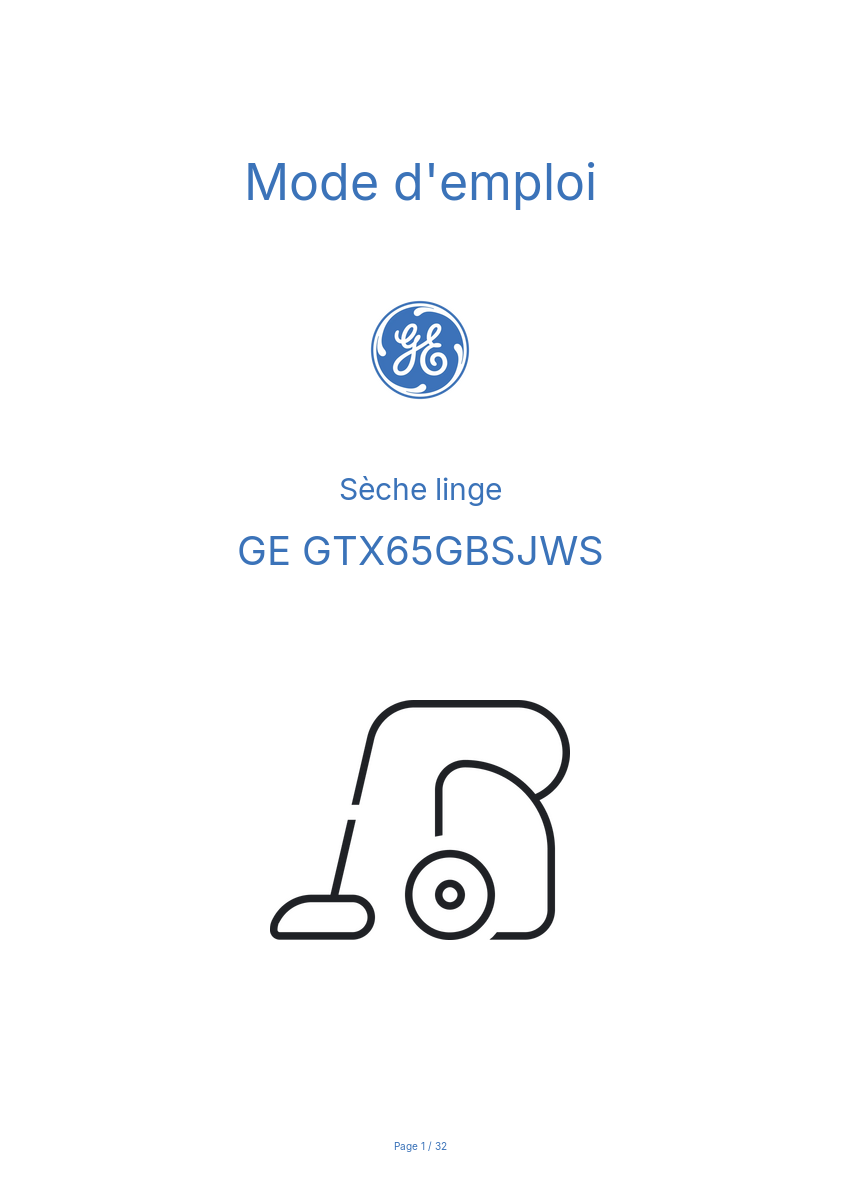 Page n°1 - Mode d'emploi GE GTX65GBSJWS