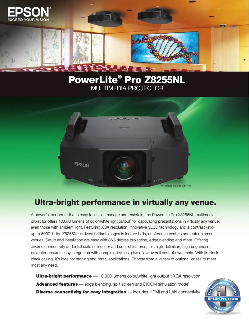 Image de la première page du manuel de l'appareil PowerLite Pro Z8255NL