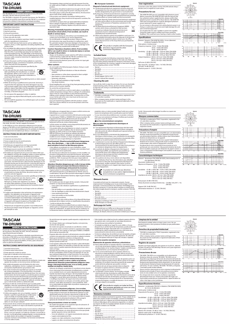 Imagen de la primera página del manual del dispositivo TM-DRUMS