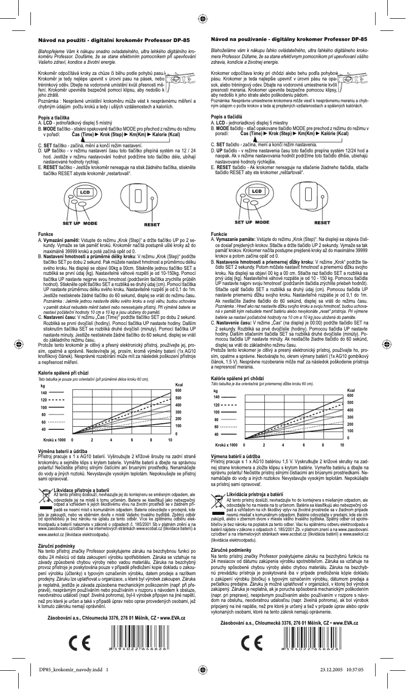 Page 1 de la notice Manuel utilisateur Professor DP-85