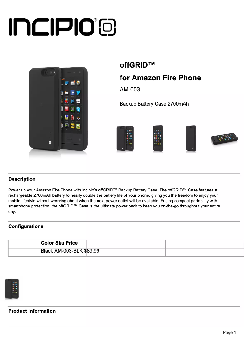 Page n°1 - Manuel utilisateur Incipio offGRID