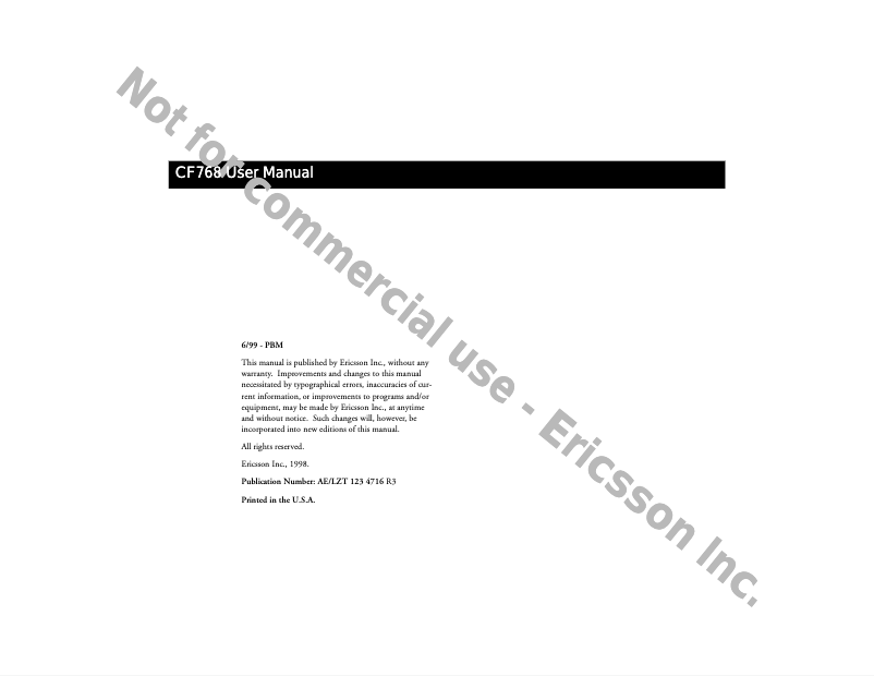 Page 1 de la notice Manuel utilisateur Ericsson CF768