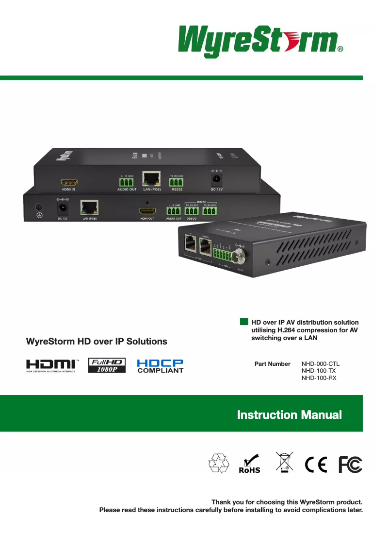 Página 1 del manual Manual de usuario WyreStorm NHD-100-TX