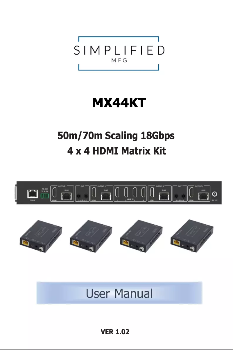 Page n°1 - Manuel utilisateur Simplified MFG MX44KT