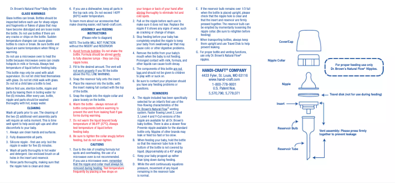 Page 1 de la notice Manuel utilisateur Dr. Brown's Natural Flow