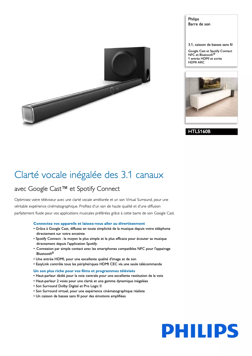 Image de la première page du manuel de l'appareil HTL5160B