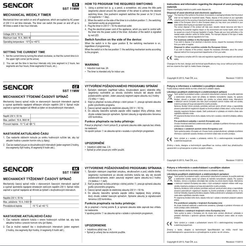 Page n°1 - Manuel utilisateur Sencor SST 11MW